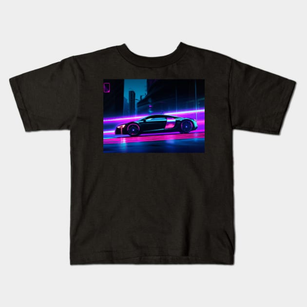 Audi R8 in the streets Kids T-Shirt by SpaceCars